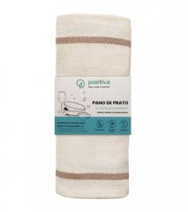 Pano de prato listrado natural em algodāo orgânico